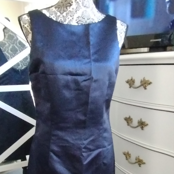 Navy,Satin,Lined Dress - Picture 8 of 11